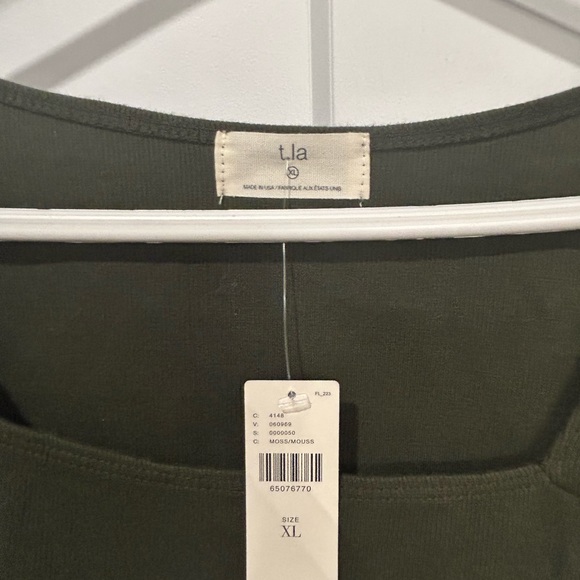 NWT ANTHROPOLOGIE TLA Olive Square Neck Ribbed Top XL - Picture 2 of 3
